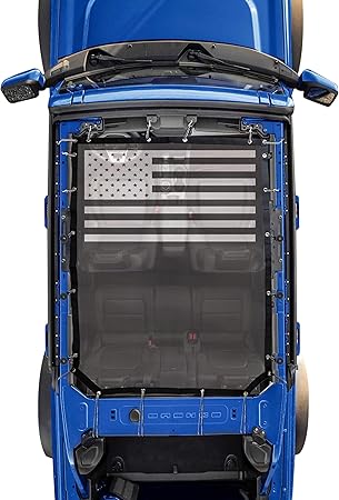 sukemichi Sunshade for Ford Bronco,Mesh Sun Shade Bikini Top Cover Bimini Top for Ford Bronco Accessories 2021 2022 2023 2024 2025 2026 4 Door - Blocks UV, Wind, Noise, (Flag)