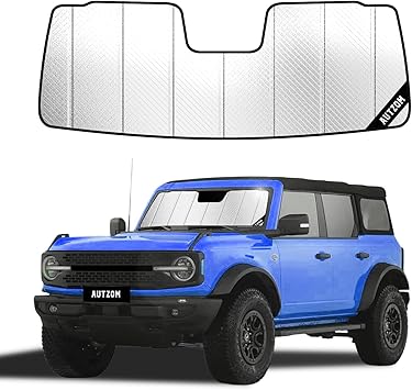 Windshield Sun Shade for Ford Bronco 2021-2026, Custom-fit Windshield Cover, Keep Vehicle Cool, Protect Dashboard, Foldable Car Window Shades – Ford Bronco Accessories